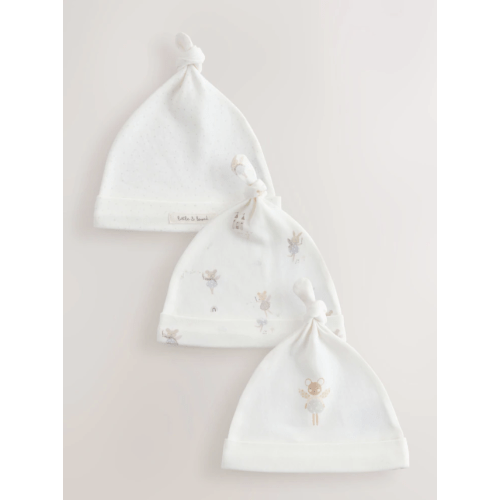 Buy Ecru Fairy Mouse 3 Pack Tie Top Baby Beanies (0-12mths) from Next USA