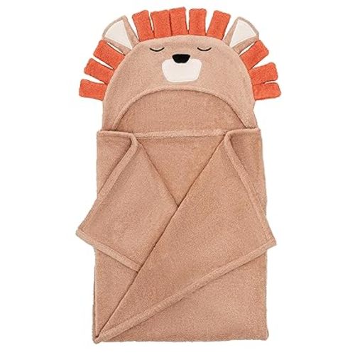 Natemia Premium Hooded Baby Towels - Ultra Soft Baby Bath Towel with Animal Design, Toddler Bath Towel, Newborn Towels for Boys and Girls - Brown Lion