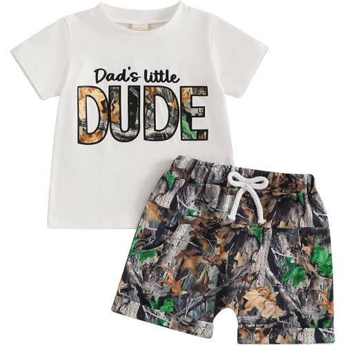 PUHHAPIEY Toddler Baby Boy Summer Clothes Retro Camo Hunting Shirts T-Shirt Camouflage Shorts Set 6 12 18 24 Months 2T 3T 4T