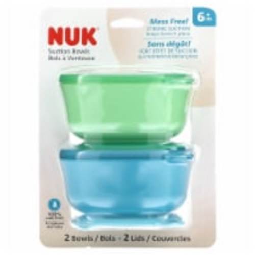 NUK® Suction Bowl and Lid, Assorted Colors, 2 Pack, 6+ Months, 2 pk