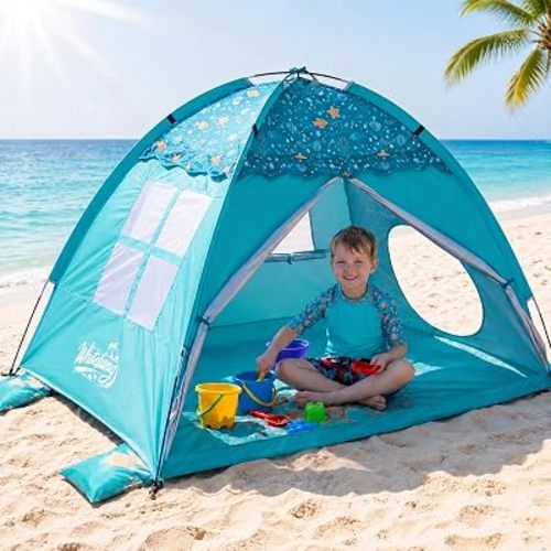 WhiteFang Baby Beach Tent,UPF 50+ Kids Sun Shelter with Tunnel Port