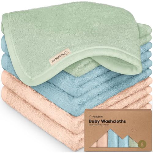 6-Pack Baby Washcloths - Soft Absorbent Viscose from Bamboo Wash Cloths for Babies, Kids, Toddlers, Infant, Newborn Bath Towels, Gentle on Sensitive Skin, 10x10 Reusable Face Towels (Mellow)