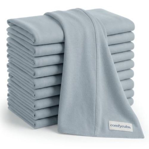 Comfy Cubs Baby Burp Cloths Set Pack of 10 - Large, 6-Layer, Ultra Absorbent Soft 100% Cotton for Infants - Pacific Blue