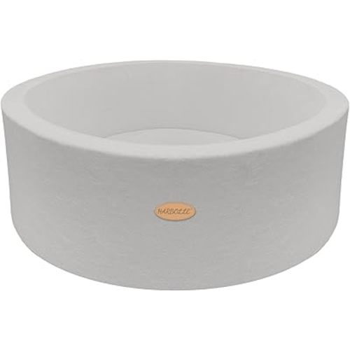 HARBOLLE 35.4" Soft Fleece Ball Pit & Playpen for Toddlers & Babies, Indoor/Outdoor Kids Foam Play Center, for Boys & Girls, Gray