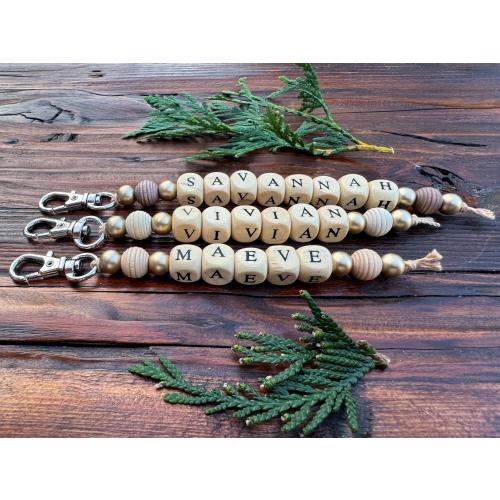 Personalized Diaper Bag Charm Backpack Accessories Name Bead Keychain Charm for Diaper Bag Tag for Backpacks Custom Beaded Keychain Stocking