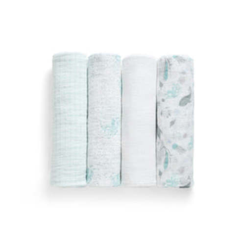 100% Cotton Muslin Baby Receiving Blankets - 4 Pack