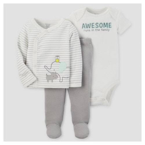 Baby 3pc Animals Side Snap T-Shirt - Just One You Made by Carter's® Gray Baby