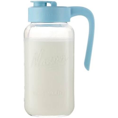 Mason Jar Pitcher, 64 oz (2 quart), Glass Pitcher with Lid