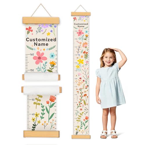Personalized Growth Chart for Kids, Waterproof Canvas Measure Wall Chart | Kids Measuring Chart for Wall, Personalized Growth Chart for Girls, Kid/Baby/Child Height Measurement for Wall