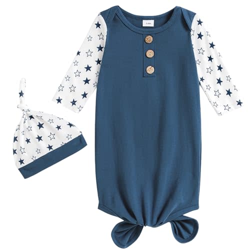 AMAWMW Newborn Baby Boys Girls Cartoon Sleeper Gown Long Sleeve Mountain Nightgown Hat Outfits