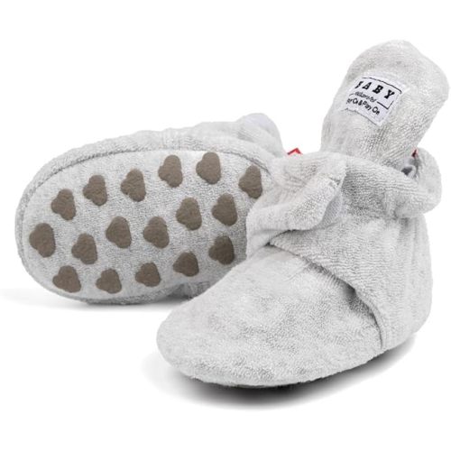 Sawimlgy Newborn Infant Baby Girl Boy Cotton Booties Stay On Sock Slippers Soft Bedroom Shoes Non-Skid Ankle Boots With Grippers Toddler Crib Warm Shoe First Walker Birthday Shower
