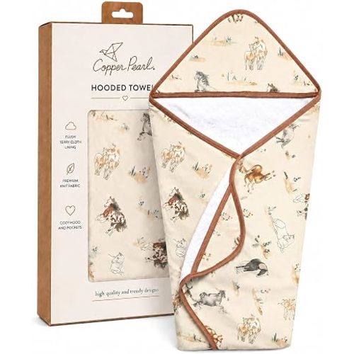 Copper Pearl Hooded Bath Towels Premium Knit/Terry Cloth Baby Towels with Hood, Pockets, and Cool Designs - Great to Gift and Make Bath Time Fun - Baby Bath Towel, Montana
