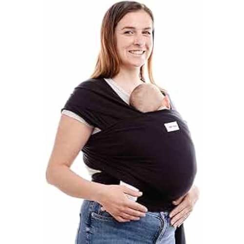 Sleepy Wrap Stretchy Ergonomic Baby Carrier Sling for Newborns to Toddlers - Hands-Free Lightweight Baby Wrap 7-35 lbs (Sable Black)