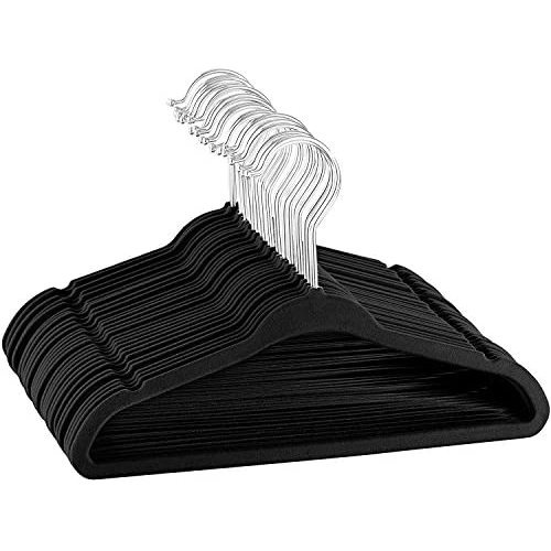 ZOBER Premium Kids Velvet Hangers (11” Inch - 30 Pack) Non Slip Baby Hangers, Ultra Slim Space Saving Childrens Hangers - 360° Swivel Hook, Strong & Durable Infant/Toddler Hangers (Small - Black