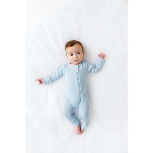 God's Got My Back Blue PJ Footless Onesie Ribbed Cotton-Bamboo Blend – Holy Pals