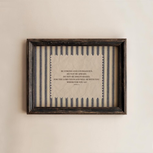 Striped Bible Verse Wall Art, Joshua 1:9 Blue Scripture Print, Christian Home Decor, Vintage Scripture Poster, Digital Download