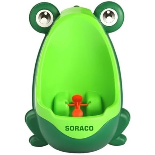 Soraco Cute Frog Potty Training Urinal for Boys with Funny Aiming Target, Toddler Urinals for Potty Training (Green)