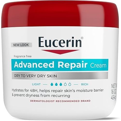 Eucerin Advanced Repair Body Cream, Urea Enriched, Unscented Body Cream for Dry Skin With Triple Moisturizing Complex, 16 OZ Jar
