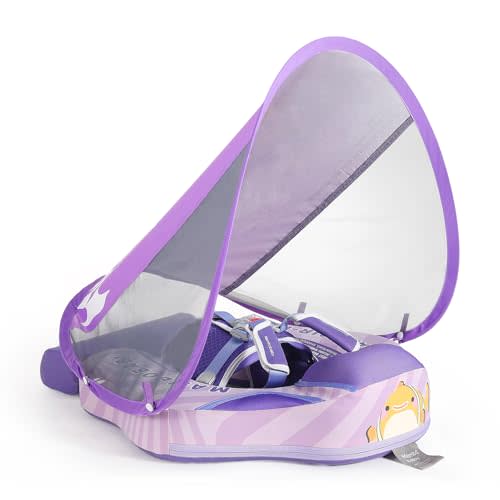 Mambobaby Float with Canopy Size Improved Non Inflatable Infant Baby Pool Float Smart Mambo Float Swim Trainer Add Tail Baby Swim Float Mambo Baby Float Solid Air Free Water Waist Swimming Ring
