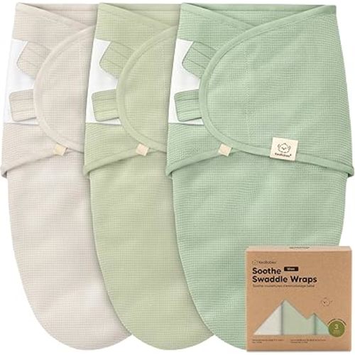 3-Pack Organic Swaddles for Newborns, Baby Sleep Sacks 0-3 Months - Baby Swaddle Wrap, Newborn Wearable Blanket, Infant Sleep Sack for Girls, Boys, Soft & Snug, Large Hook & Loop Closure (Willow)
