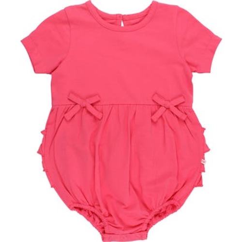 Knit Short Sleeve Bow Bubble Romper, 6-12M