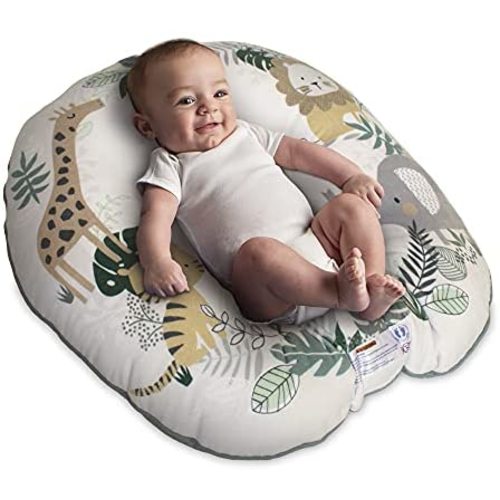 Boppy Newborn Lounger—Preferred | Premium Fabrics, Velvety Minky Top | Lightweight Plush Chair with Carrying Handle | Infant Seat for Awake Time | Machine Washable | Earth Tone Safari Animals