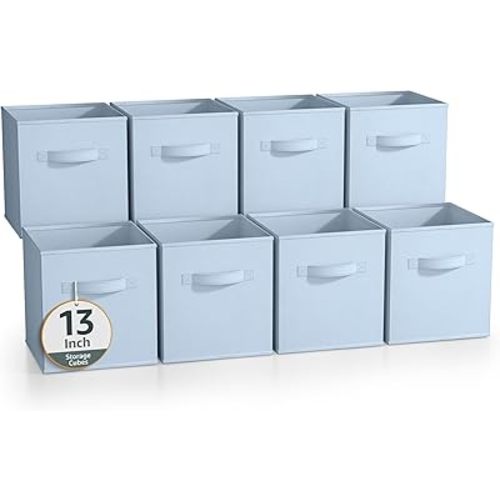 Sorbus 13 Inch Storage Bins - Sturdy Collapsible Fabric Storage Cubes with Handle - 8 Foldable Baskets for Organizing Clothes, Toys, Books - Storage Baskets for Shelves, Closets