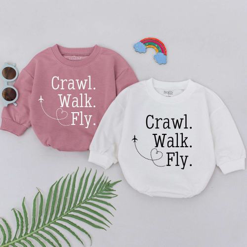 Crawl Walk Fly Baby Romper, Flight Buddy Baby Romper, Co Pilot Bodysuit, Airplane Baby Outfits, Baby Shower Gift, Travel Baby Gift