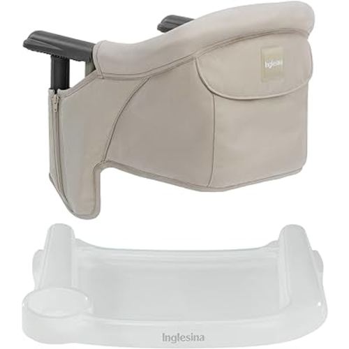 Inglesina Fast Table Chair (Cream) + Fast Dining Tray Plus - High Chair for Babies & Toddlers 6-36 Months - Fits Tables 0.8'' to 3.35'' Thick - Portable Design - Includes Carry Bag - BPA Free
