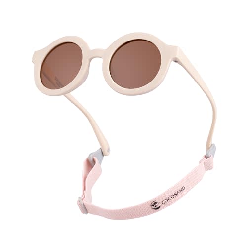COCOSAND Polarized Baby Sunglasses with Strap Soft Silicone Nose Pads Flexible for 0-24 Months Infant Toddler Girls Boys