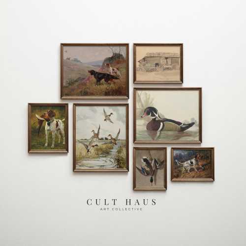 Vintage Duck Hunting Gallery Wall Set of 7 | Old Money Lodge Decor (Digital Download)