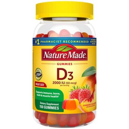 Nature Made Vitamin D3 2000 IU (50 mcg), for Bone Health and Immune Support Vitamin Gummies