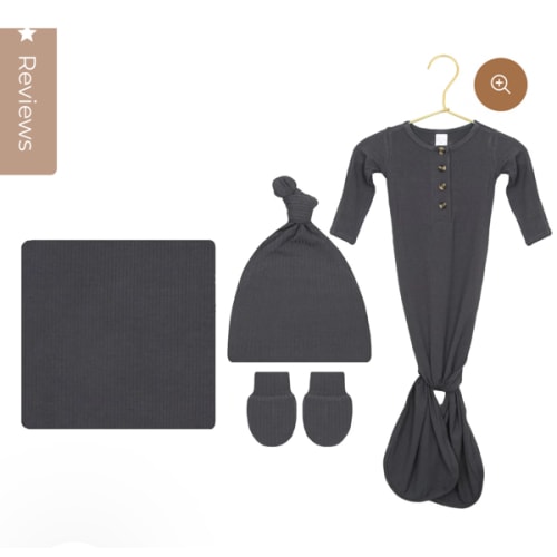 Hudson Ribbed Newborn Hat Bundle (Gown)