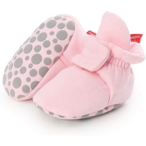 HsdsBebe Unisex Newborn Baby Cotton Booties Non-Slip Sole for Toddler Boys Girls Infant Winter Warm Fleece Cozy Socks Shoes