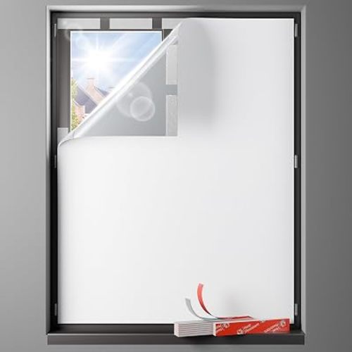 Blackout Curtains Portable 42"x60",No Drill Black Out Window Cover with Heat-Resistant Hook&Loop Tapes,100% Blackout Shades,Thermal Insulated Window Blinds for Home,Nursery(1 Panel,White)