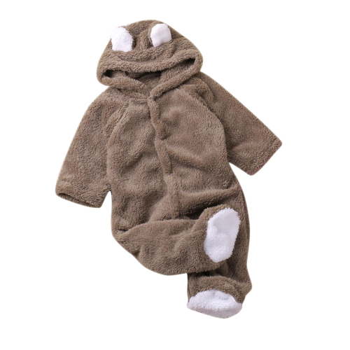Paiwinds Baby Boys Girls Fleece Footed Pajamas, Magnetic Side Snap Full Body Onesie, Long Sleeve Hooded Infant Jumpsuit for 0-6 Months Newborn (Solid Color)