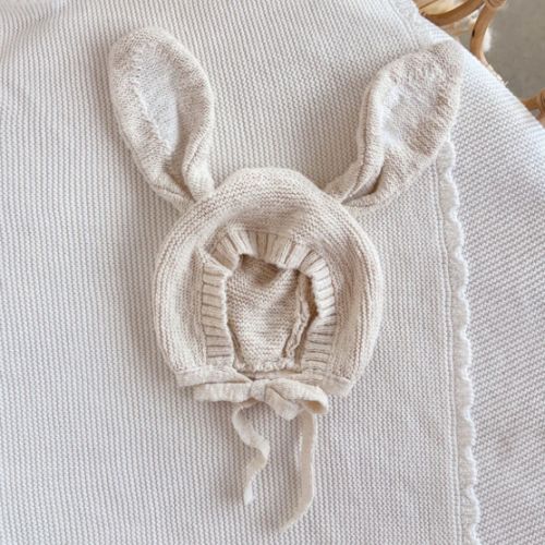 Bunny Ear Knit Bonnet - Honey