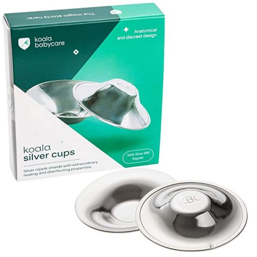 Koala Babycare The Original Nursing Cups 999 Silver – Nipple Shields for Nursing Newborn - Breastfeeding Essentials Protect and Soothe Cracked Nipples - Standard Size