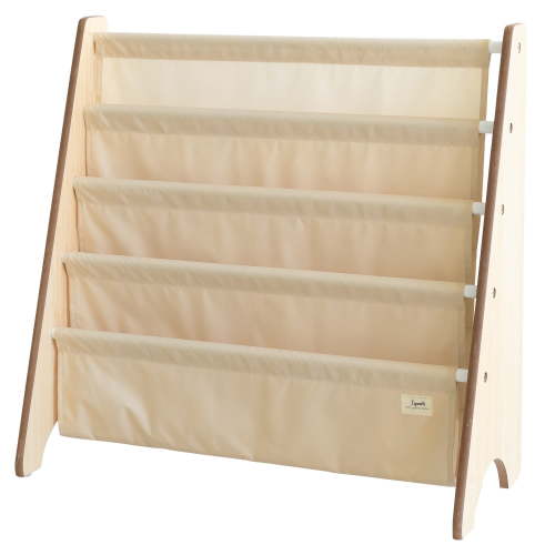 3 Sprouts Recycled Fabric Kids Book Rack Storage Bookshelf Organizer in Beige for Ages 3+