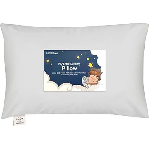 Toddler Pillow with Pillowcase - 13x18 My Little Dreamy Kids Travel Bed Pillows for Sleeping, Organic Cotton Small Pillowcase, Soft & Breathable, Machine Washable, Toddlers 2-5 years old (French Gray)