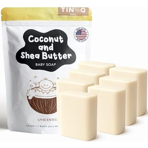 Fragrance Free Baby Bar Soap for Sensitive Skin | Unscented Natural soap bar for toddlers kids adults with gentle skin | Organic ING | Made in USA | 7 Bars