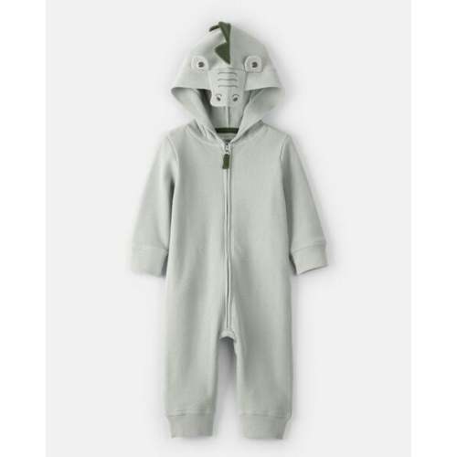 Baby Boy Alligator Thermal Long-Sleeve Hooded Jumpsuit - Green | Carter's