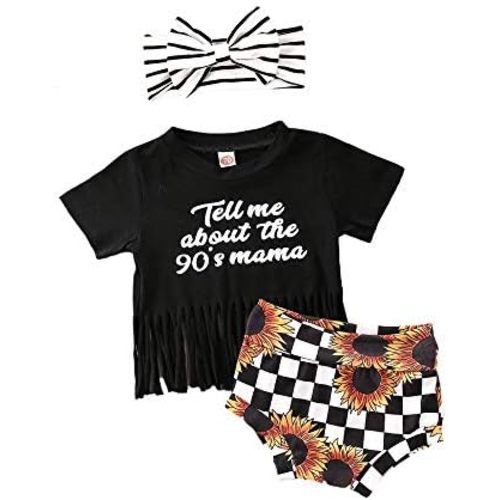 FIOMVA Newborn Baby Girl Clothes Howdy Cow Print Short Sleeve T Shirt +Cow Shorts Pants Headband Summer Outfits Set