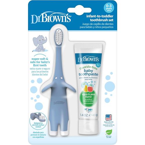 Dr. Brown's Infant-to-Toddler Toothbrush Set, 1.4 Ounce, Blue