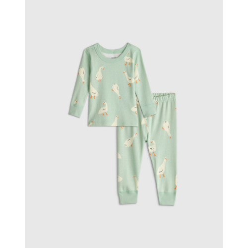 100% Organic Cotton Long Sleeve and Pant Pajama Set in Goosie