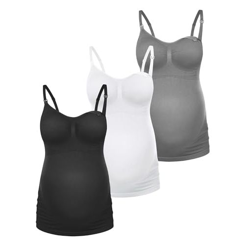 HOFISH Support Nursing Tank Tops for Breastfeeding, Comfort Stretch Maternity Camisoles