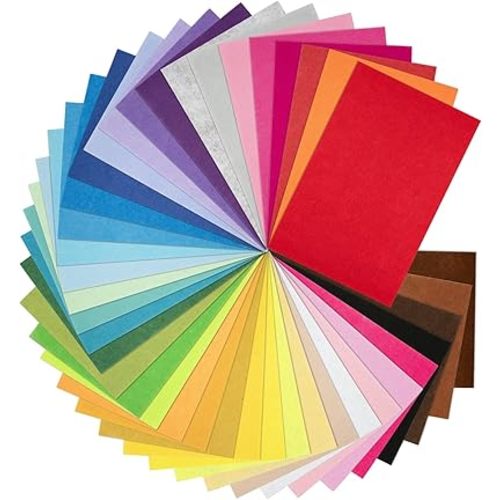 8 x 12 Inches Felt Sheets for Crafts, 40Pcs Squares Fabric Sheets, Assorted Colors Non Woven Pack, 1mm Thick, Stiff Paper for DIY Sewing Craft Patchwork Decoration