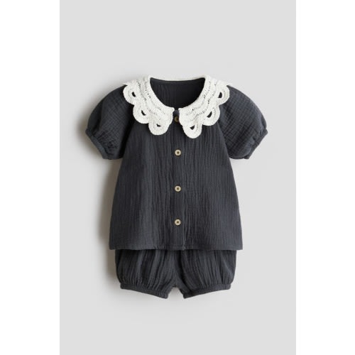 2-piece Cotton Muslin Set, 9M
