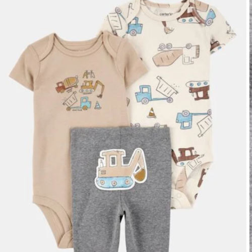 Baby Boy 3-Piece Construction Little Character Set® - White/Tan/Grey | Carter's