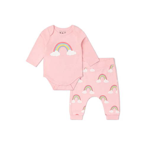 Monica + Andy Organic Cotton Gender Neutral First Moves Bodysuit + Groove Pant Set, Sizes Newborn -24 Months
